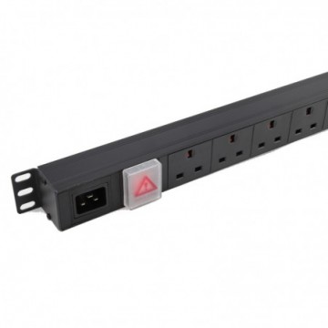 PDU C20 IEC Inlet to UK Sockets 12 Way Power Distribution Unit Vertical 1U