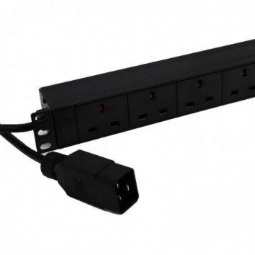 PDU UK Sockets 8 Way to C20 IEC 16A Power Distribution Unit Horizontal 3m