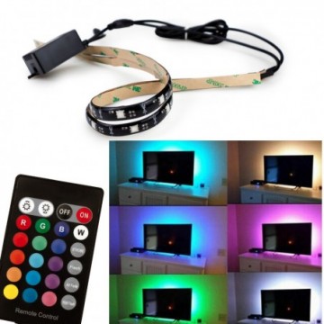 USB Dimmable LED Monitor/TV RGB Tape Light Strips with Remote Control 2 x 50cm