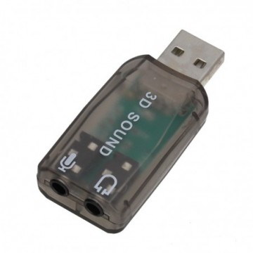 USB Headset Adapter Soundcard Audio Headphone and Mic 2 x 3.5mm Sockets