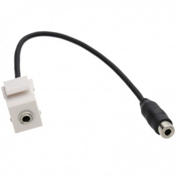 Aura Keystone 3.5mm Stereo Jack Audio Panel Input Insert with Fly Lead White