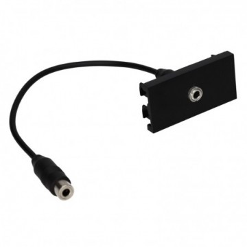 Aura Euro Module 3.5mm Jack Audio Stereo Fly Lead Face Plate Panel Mount Black