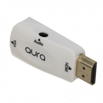 Aura HDMI to SVGA 15 Pin with 3.5mm Audio Converter Dongle White