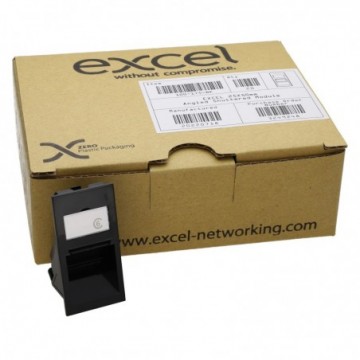 Excel EuroMod Angled For RJ45 Keystone FacePlate 25mm x 50mm Trade 20 Pack Black