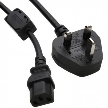 IEC C13 Mains Power Cable with Ferrite Filter to UK Plug Kettle Lead 3m