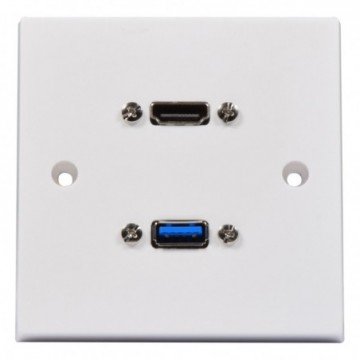 HDMI 2.1 8K 60Hz & USB 3.0 SuperSpeed Multimedia Wall Plate White