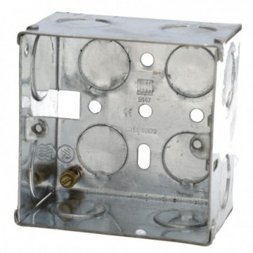 Flush Single Galvanised Steel Back Box With Fixed Lugs 47mm