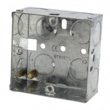 Flush Single Galvanised Steel Back Box With Fixed Lugs 35mm