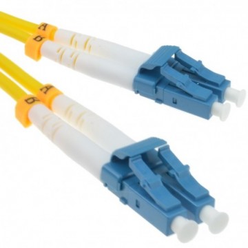 OS2 Yellow Fibre Optic LC LC Single Mode Duplex 9/125 Patch LSZH Cable 1m