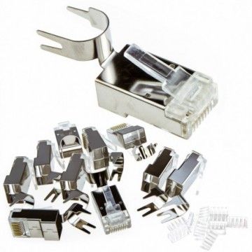 Shielded Two Piece STP Cat6/6A/Cat7 RJ45 LAN Crimps Ends Connectors [10 Pack]