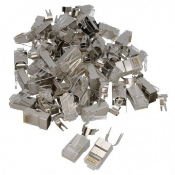 Shielded Two Piece STP Cat6/6A/Cat7 RJ45 LAN Crimps Ends Connectors [50 Pack]