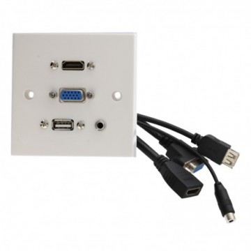 Aura HDMI/SVGA 15 pin/USB/3.5mm Stereo Aux Audio Multimedia Fly Lead Face Plate