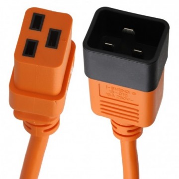 C19 Plug to C20 Socket Server/UPS Extension Cable 16A 250V  0.5m 50cm Orange