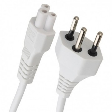 Swiss 3 Pin SEV 1011 to Cloverleaf C5 H05VV-F 5A Mains Power Cable White 2m