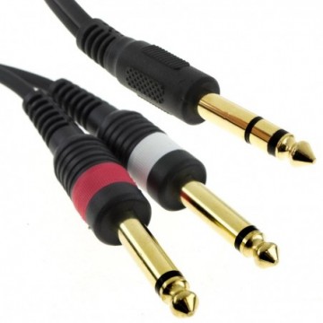 6.35mm TRS Stereo Jack to 6.35mm Mono Tip Ring BIG Jacks Screened Cable 1.5m