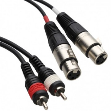 PULSE Twin XLR Sockets to 2 x RCA Phono Red White Plugs Audio Cable 1.5m