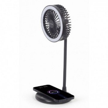 3 In 1 Desktop Fan / LED Light / QI Wireless Phone Charger 10W Flexible Arm/Neck