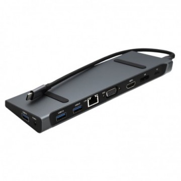 USB Type C 9 in 1 HUB/RJ45/VGA/HDMI/DisplayPort/PD 87W Multi Port Adapter