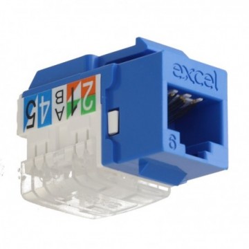 Excel Delta Cat6 UTP Unscreened Low Profile RJ45 Keystone Jack Toolless Blue