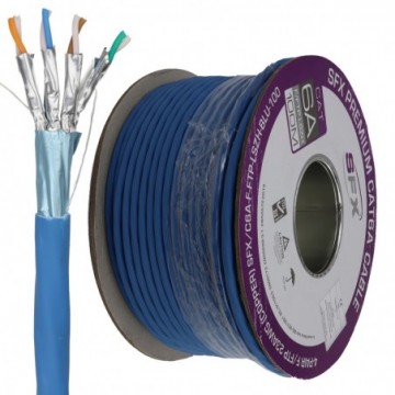 SFX Cat6a F/FTP LSZH ECA 10GIG Network Copper Ethernet LAN Cable Reel 100m Blue