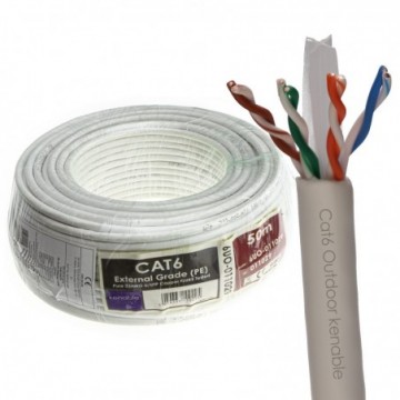 External CAT6 Outdoor Use COPPER Ethernet Network Cable Reel UTP  50m White