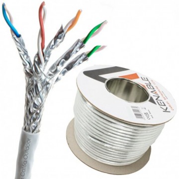 External SHIELDED CAT6A Outdoor Use COPPER Ethernet Cable S/FTP Reel 100m White