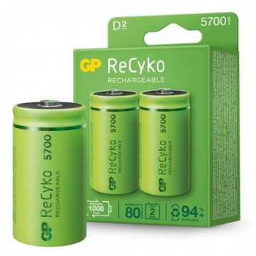 GP ReCyko D Cell Rechargeable NiMH Batteries 1.2V 5700mAh Pack of 2