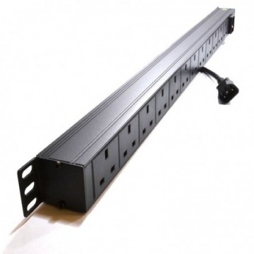 PDU  UK Sockets 12 Way with C14 IEC Plug Power Distribution Unit Vertical 1.8m