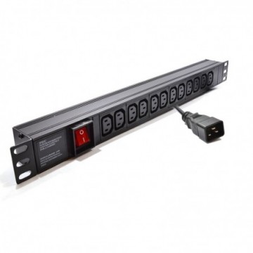 PDU C13 Sockets 12 Way to C20 IEC 16A Power Distribution Unit Horizontal 1.8m