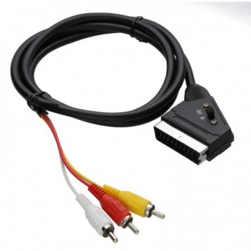 Scart Plug In/Out to Red White Yellow RCA 3 x Phono Plugs AV Cable 1.5m