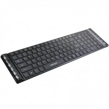 Slim Spill Resistant Quiet Multimedia QWERTY Keyboard with 2 Port USB Hub Black
