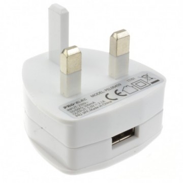 USB Charger for Mobile Phone or Tablet 5V 2.1Amp UK Mains Plug White