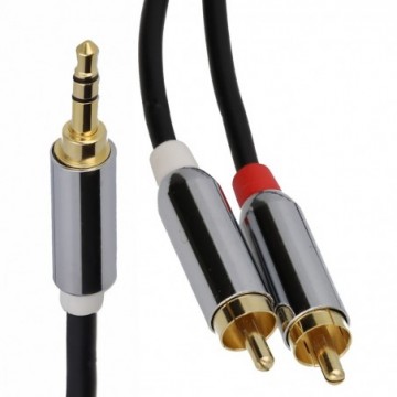 PRO OFC 3.5mm Stereo Jack to 2 x RCA Phono Plugs Cable Gold 0.5m