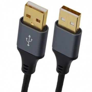 Pro Metal USB 2.0 24AWG A Plug to A Male High Speed Braided Cable 1m