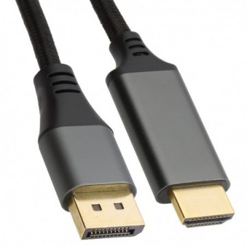Pro Metal DisplayPort Male Plug to HDMI Video Cable GOLD 4k 60hz Braided 2m