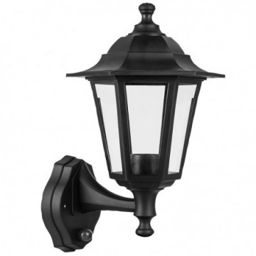 Wall-Mounted Lamp Outdoor Garden Light with Night and Day & Motion Sensor Black