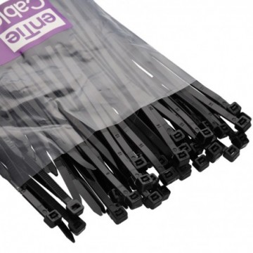 enTie Black Outdoor Cable Ties 4.8mm x 200mm PA66 Water/UV Resistant [100 Pack]
