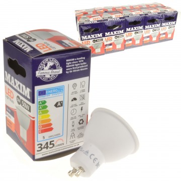 [10 Pack] Maxim LED 5W (50 Watts) Warm White GU10 Lamp Light Bulb