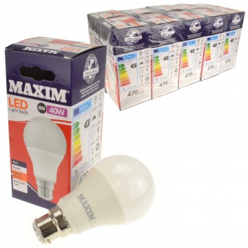 [10 Pack] Maxim LED 6W (40 Watt) Warm White Bayonet GLS B22 Light Bulb