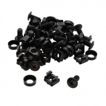 Rack Fixing Set M6 Captive/Cage Nuts/Bolts & Washers for Cabinet [20 Pack] Black