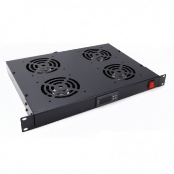 4 Way Digital Thermostatically Control LED Rack Mount Fan Tray 19 inch 1U