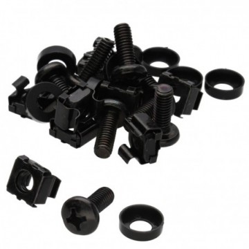 Rack Fixing Set M6 Captive/Cage Nuts/Bolts & Washers for Cabinet  [8 Pack] Black