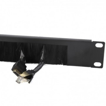 Half Frame Brush Plate Cable Management 1U for 19 inch Data Cabinet in Black