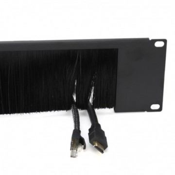 Half Frame Brush Plate Cable Management 2U for 19 inch Data Cabinet in Black