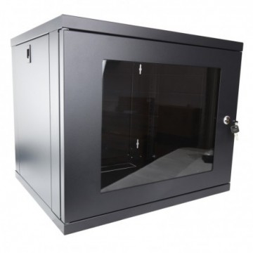 FLAT PACK Wall Mounted Data Cabinet for 19 inch Rack Small 9U 450mm Black