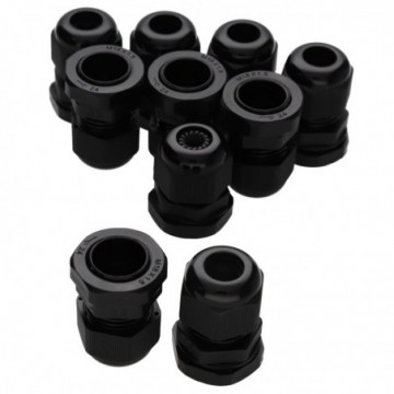 Nylon Cable Gland M18 5-10mm with Weatherproof IP68 Washer Black [10 Pack]