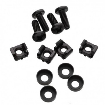 Rack Fixing Set M6 Captive/Cage Nuts/Bolts & Washers for Cabinet [4 Pack] Black