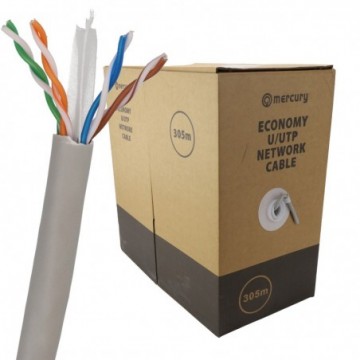 Indoor Ethernet Cable Reel Network LAN U/UTP CAT6-CCA GIGABIT Solid 305m Grey