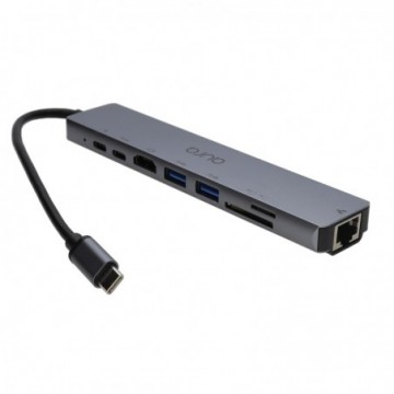 Aura USB Type C 8 Port HUB 4K HDMI/2xUSB 3/2xC Type/PD/RJ45 Ethernet/Card Reader