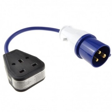 Caravan Site Power Plug 240V 16A to 13A UK Mains Socket Adapter Cable Camping